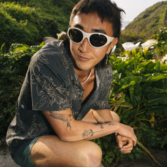 Bless Up Trail Button Up Shirt in Onyx Floral