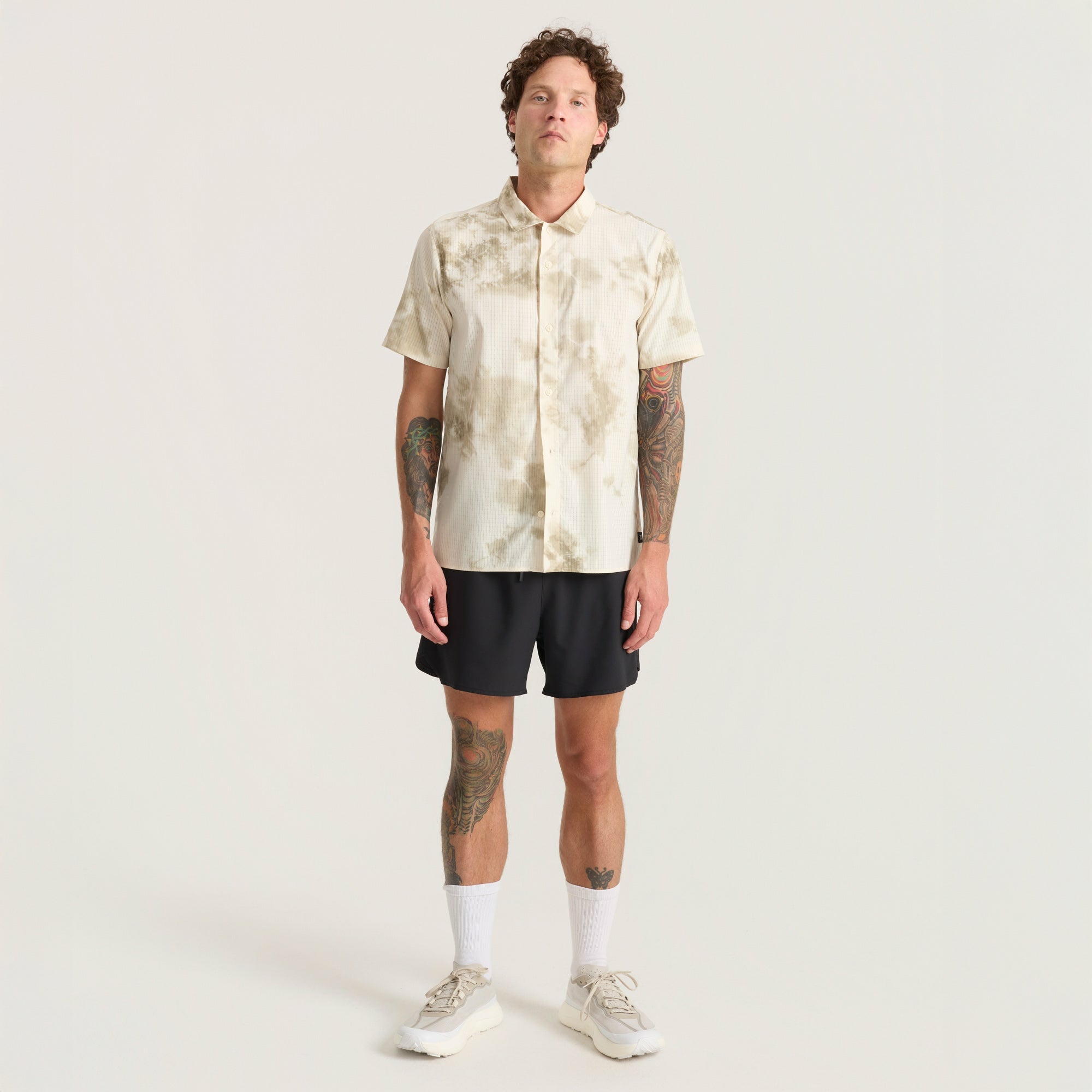 Bless Up Trail Button Up Shirt in Ivory Crystal Wash