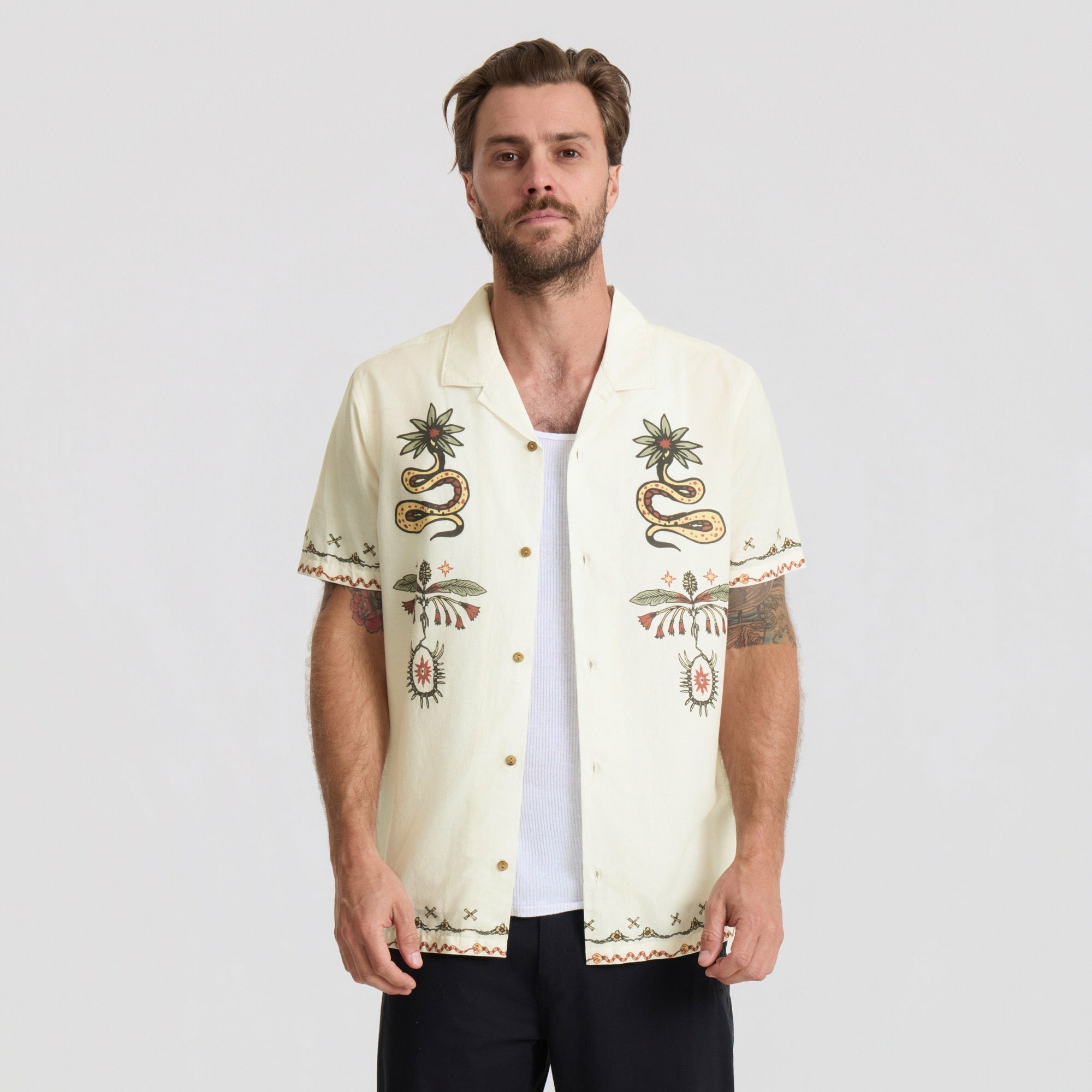 Gonzo Short Sleeve Button Up Shirt in Unbleached