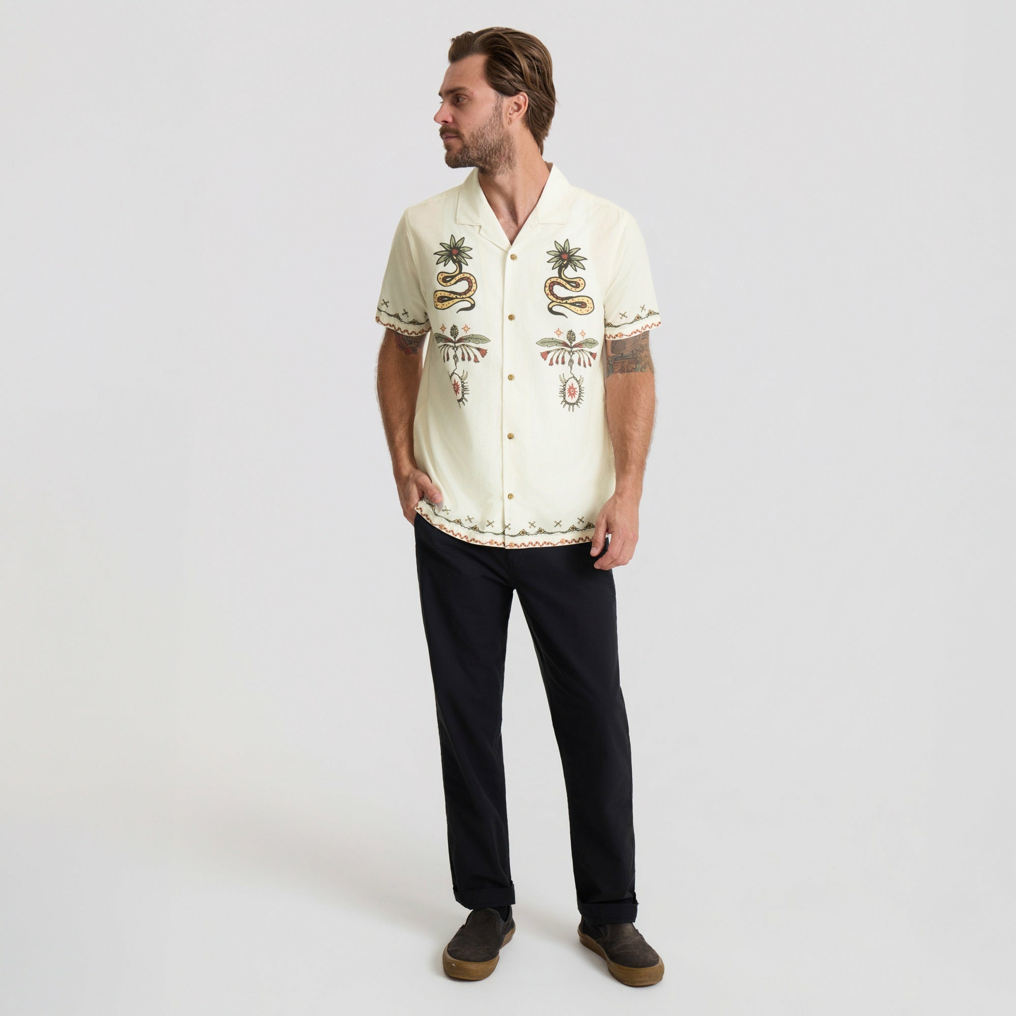 Gonzo Short Sleeve Button Up Shirt in Unbleached