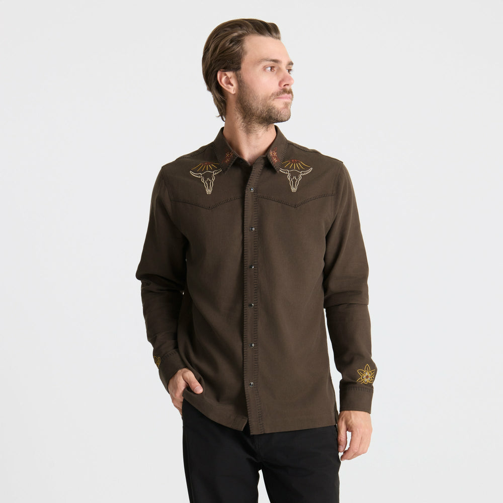 On the Range Long Sleeve Button Up Shirt in Dark Brown