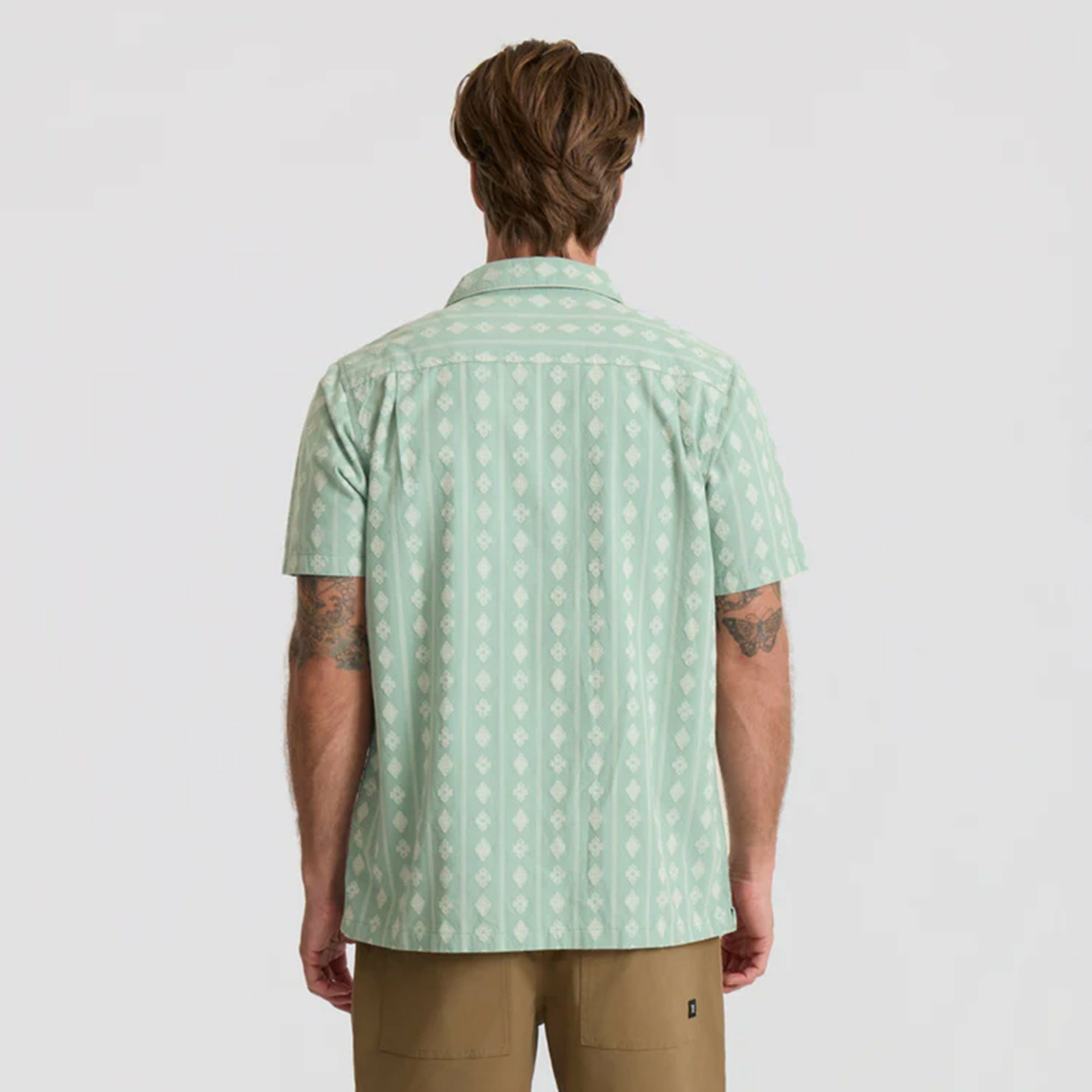 Gonzo Short Sleeve Button Up Shirt in Hazy Blue Jacquard