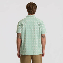 Gonzo Short Sleeve Button Up Shirt in Hazy Blue Jacquard