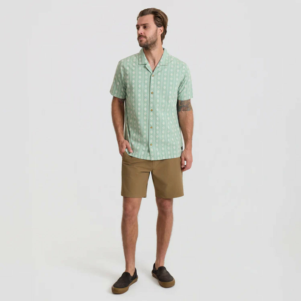 Gonzo Short Sleeve Button Up Shirt in Hazy Blue Jacquard