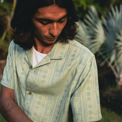 Gonzo Short Sleeve Button Up Shirt in Dusty Green