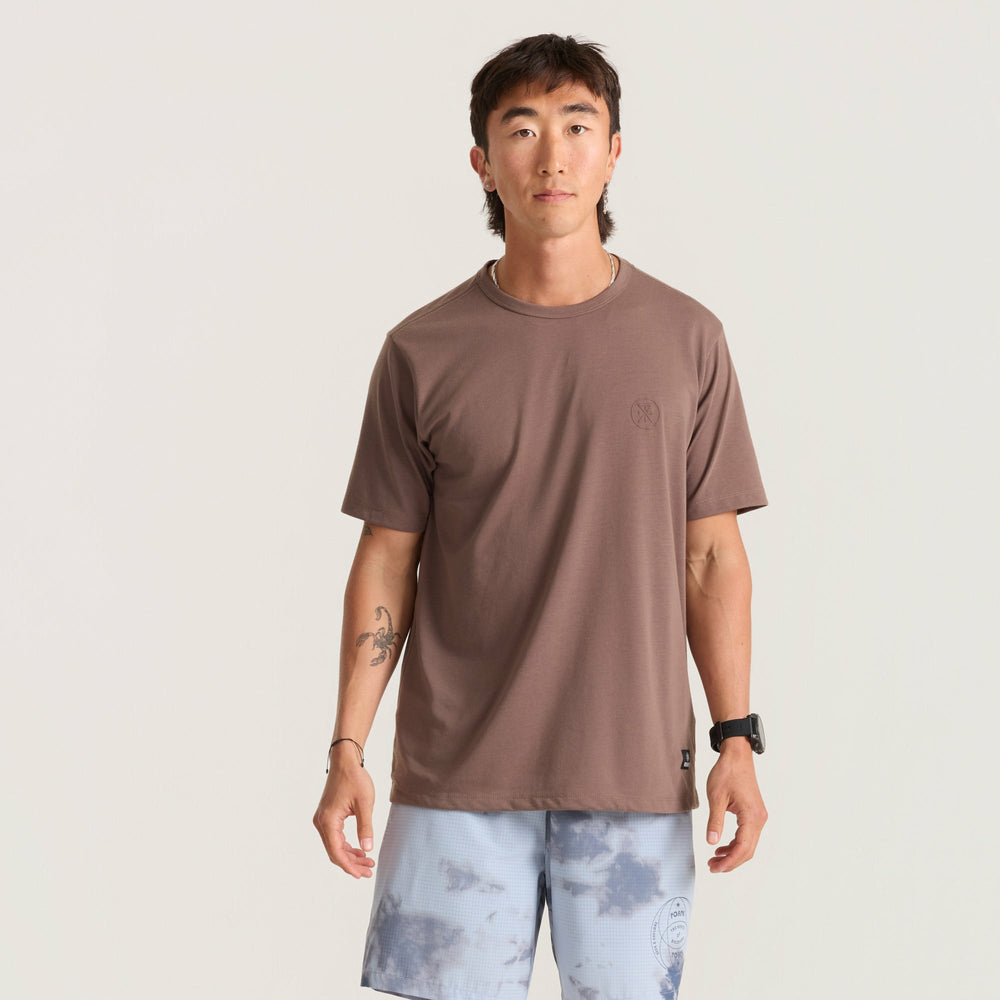 Mathis Active Short Sleeve Tee in Faded Brown