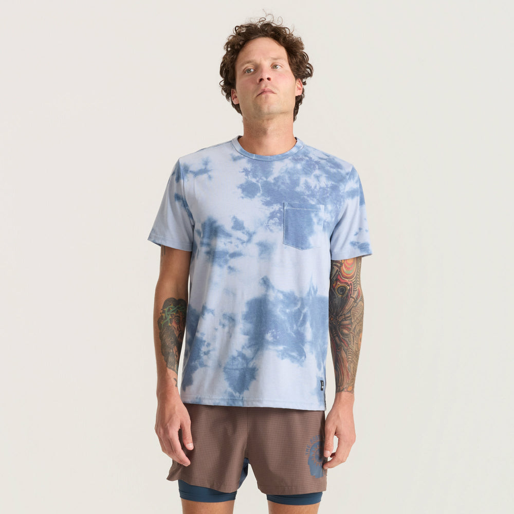 Mathis Active Tie Dye Pocket Short Sleeve Tee in Neptune Tie Dye