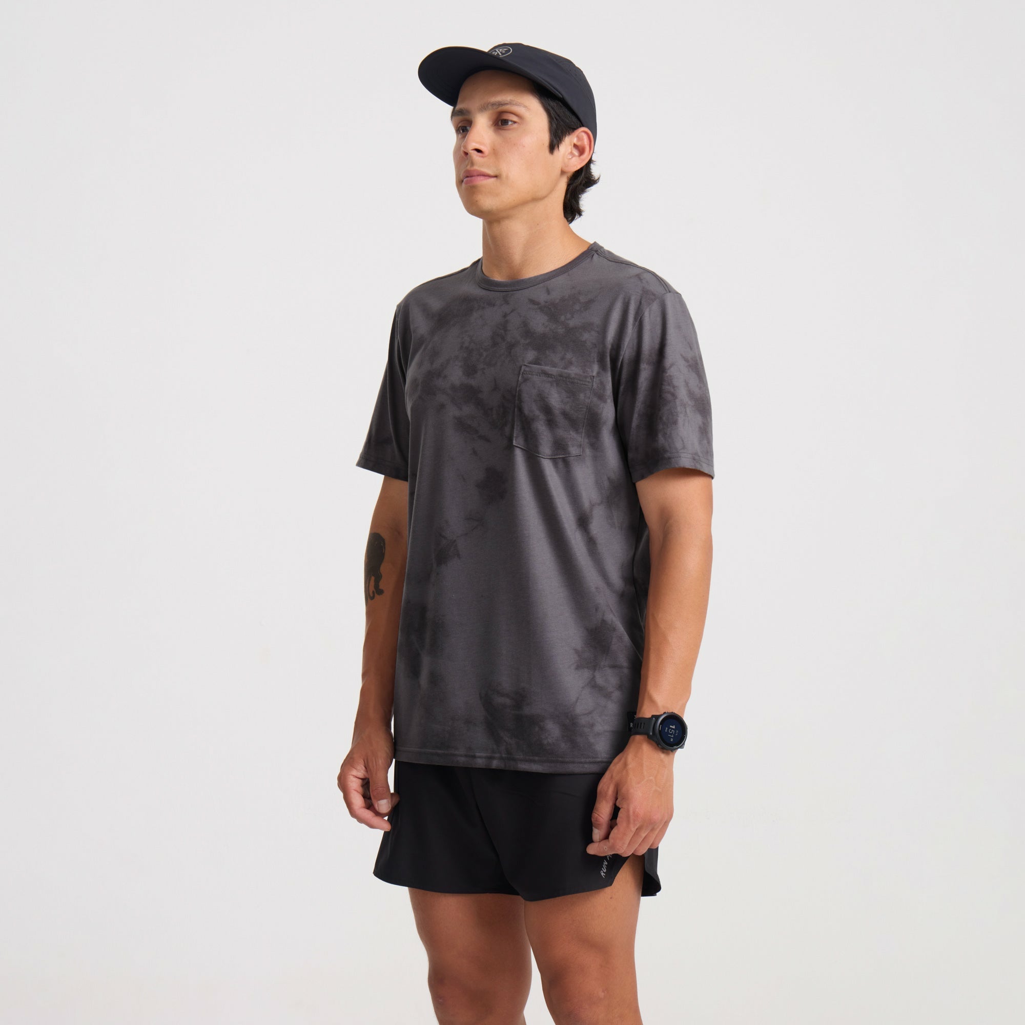 Mathis Active Tie Dye Pocket Short Sleeve Tee in Grey