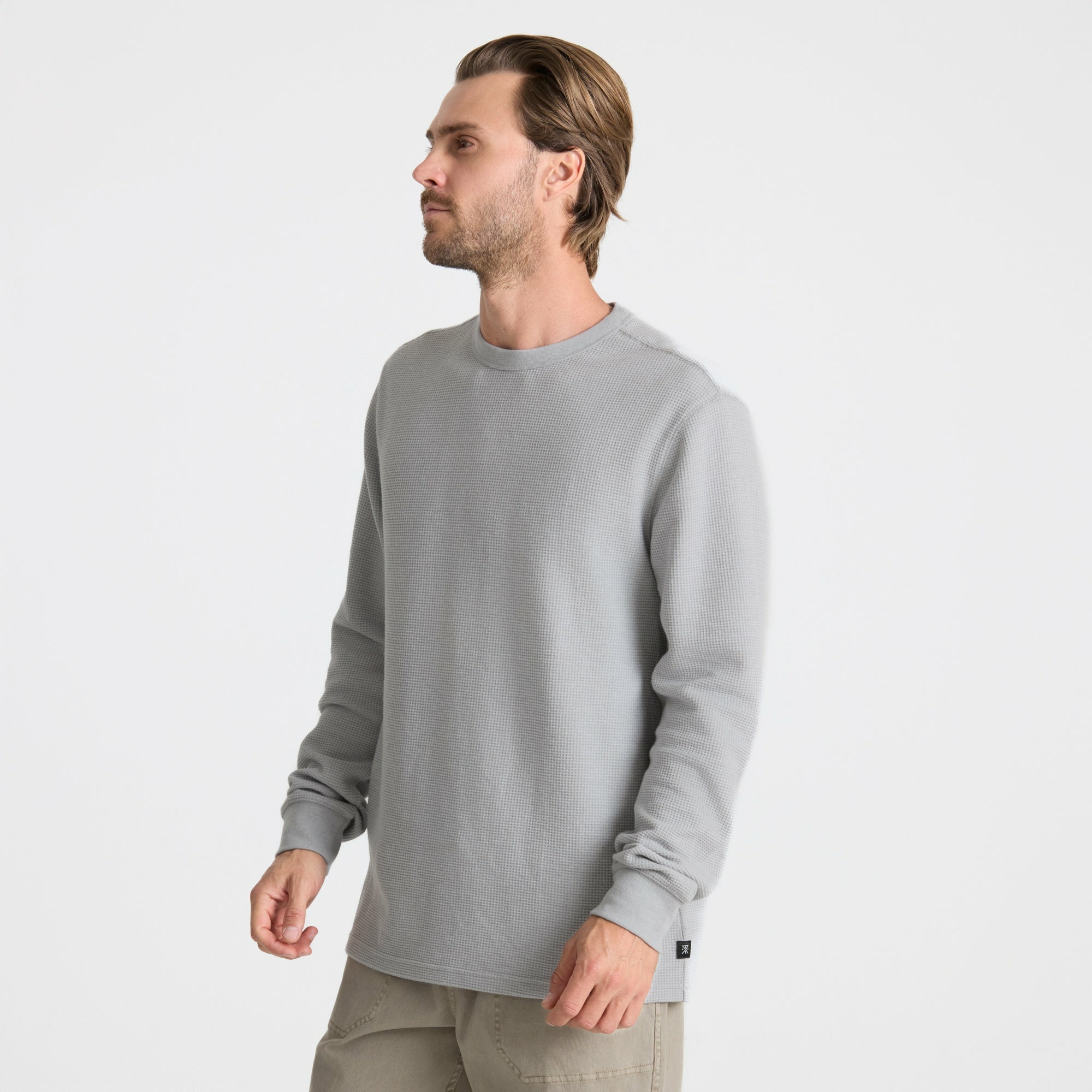 Well Worn Thermal Long Sleeve Tee in Heather Grey