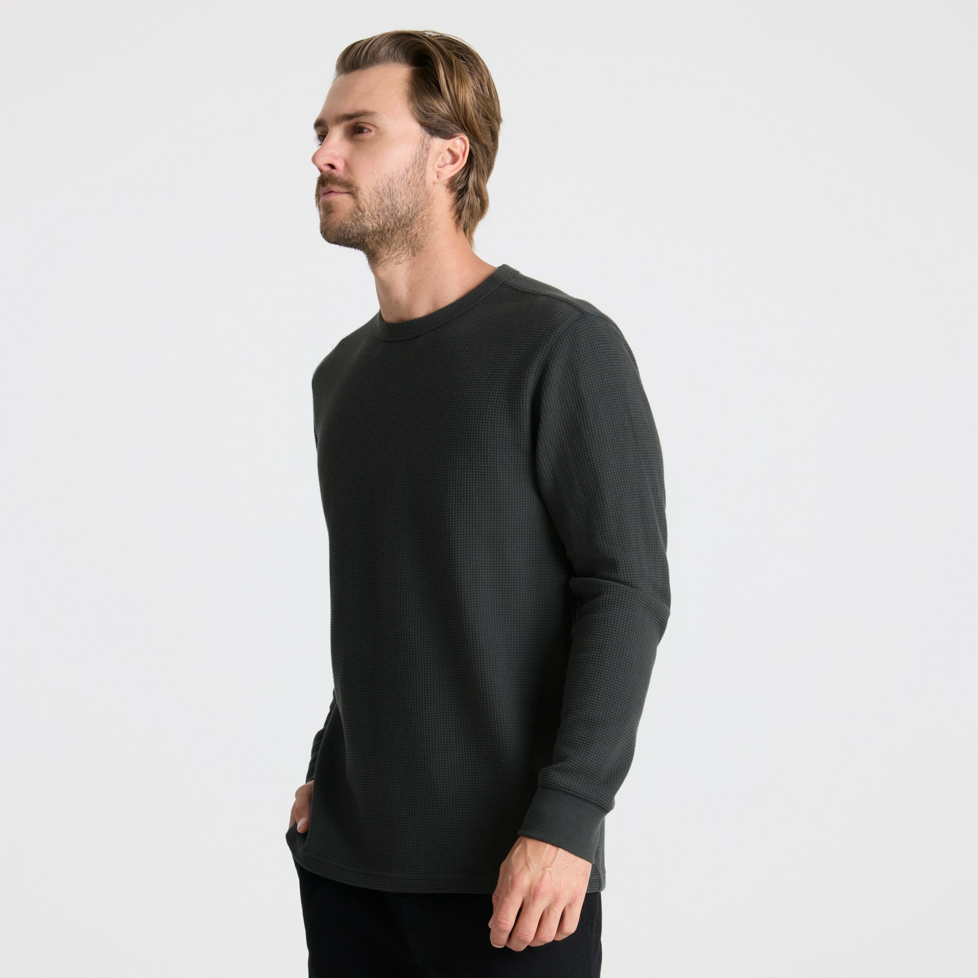 Well Worn Thermal Long Sleeve Tee in Onyx