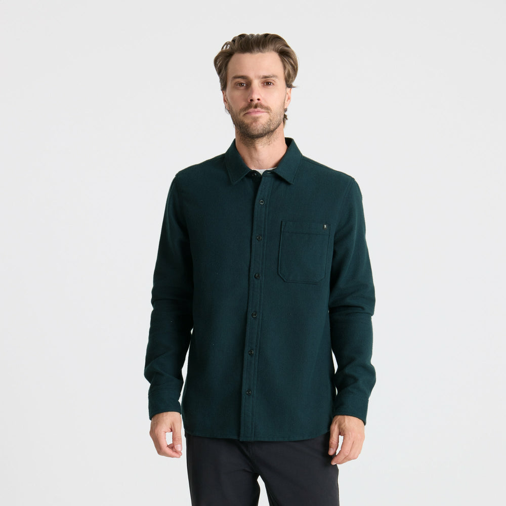 Crossroads Organic Cotton Flannel in Deep Navy Herringbone