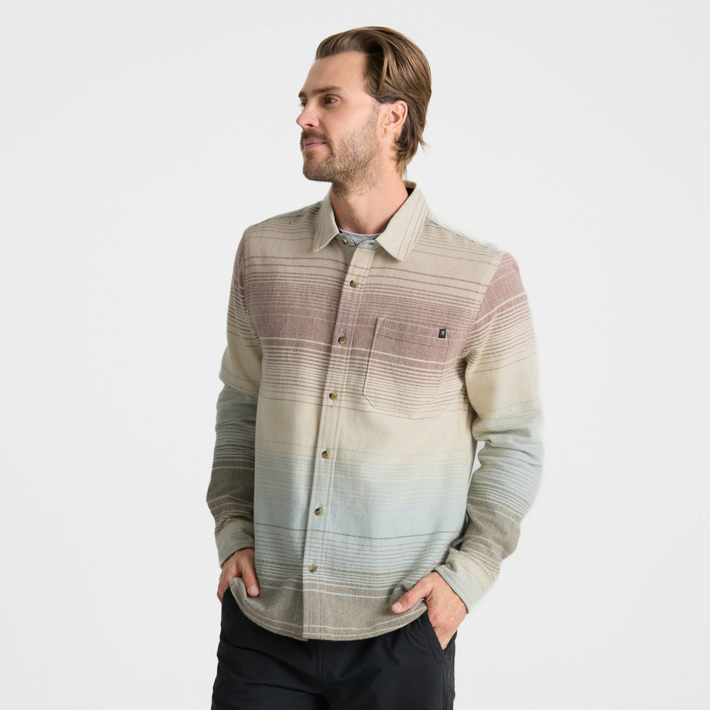 Crossroads Organic Cotton Flannel in Fossil Stripe