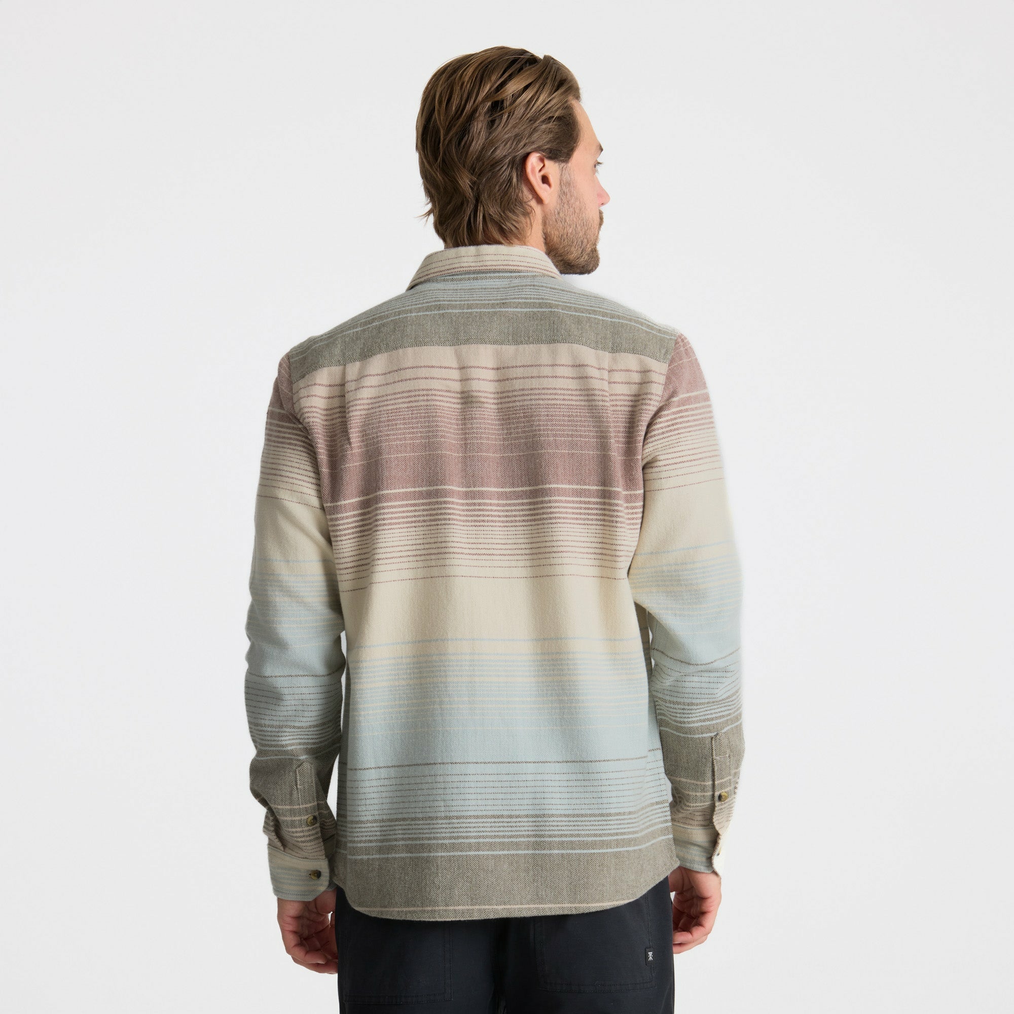 Crossroads Organic Cotton Flannel in Fossil Stripe