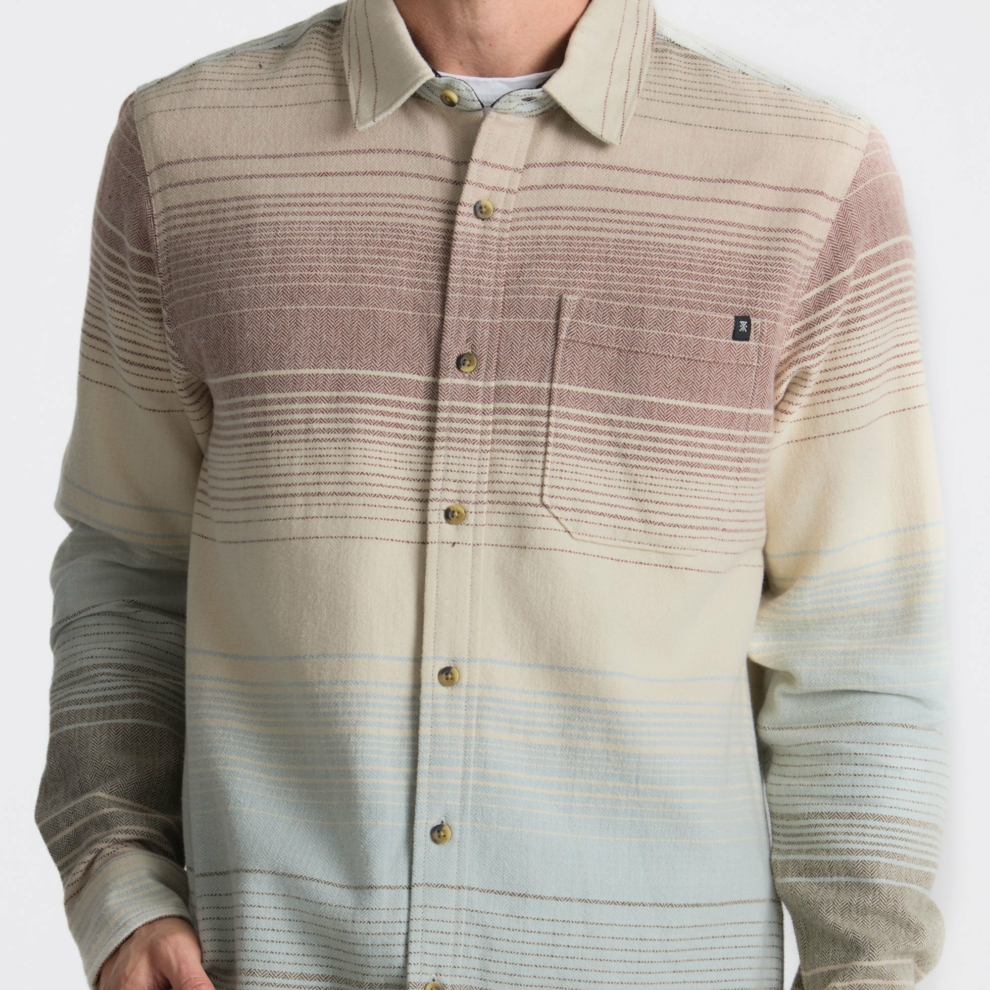 Crossroads Organic Cotton Flannel in Fossil Stripe