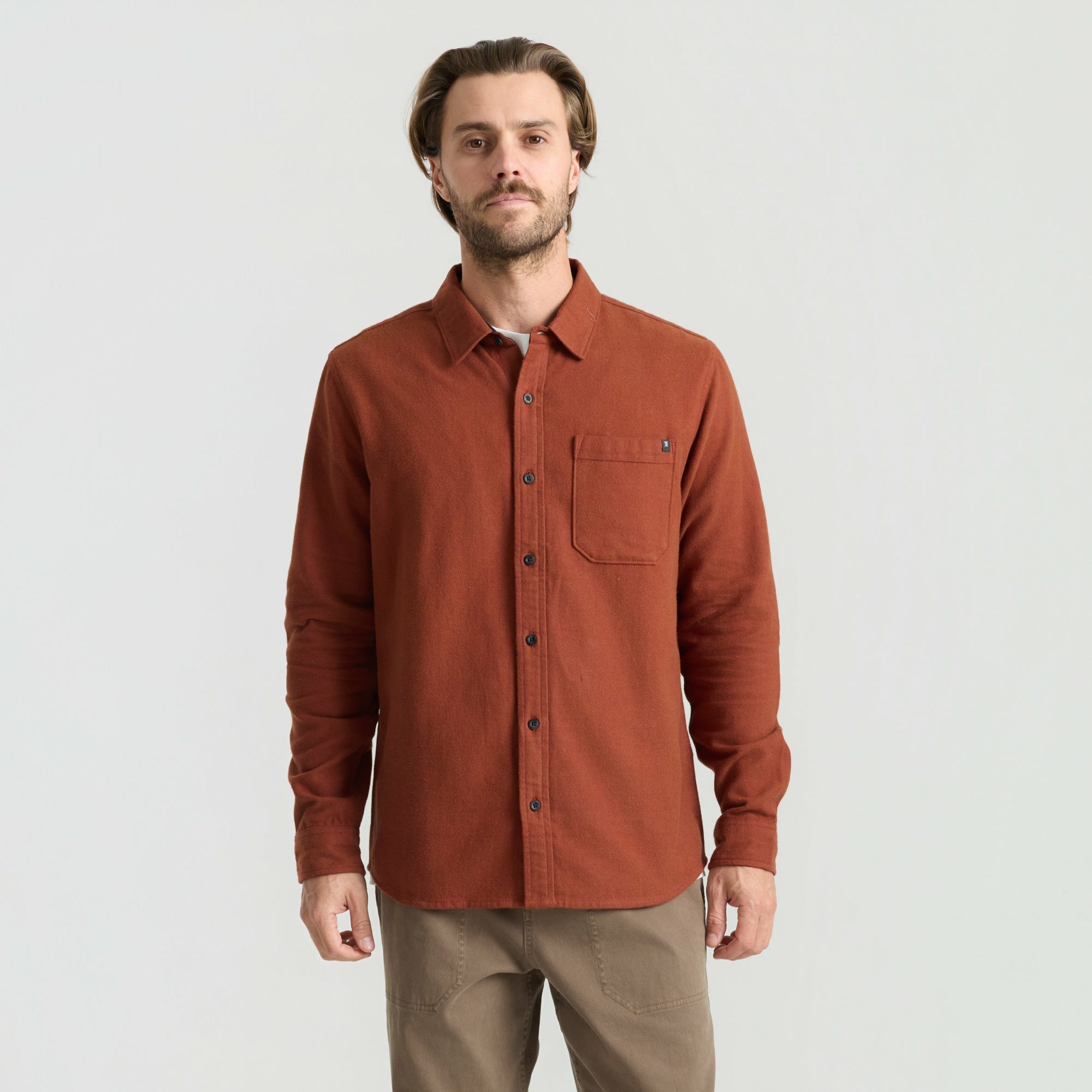 Crossroads Organic Cotton Flannel in Red Clay Herringbone