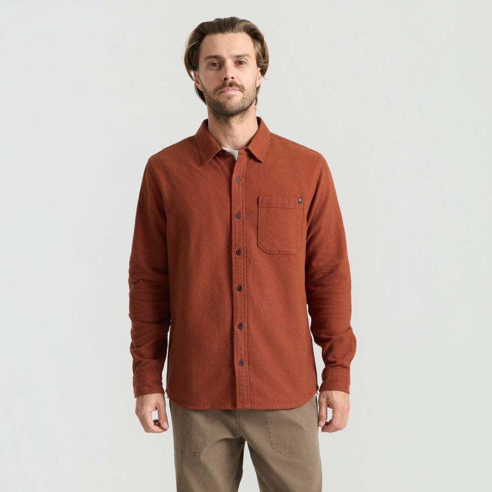 Crossroads Organic Cotton Flannel in Red Clay Herringbone