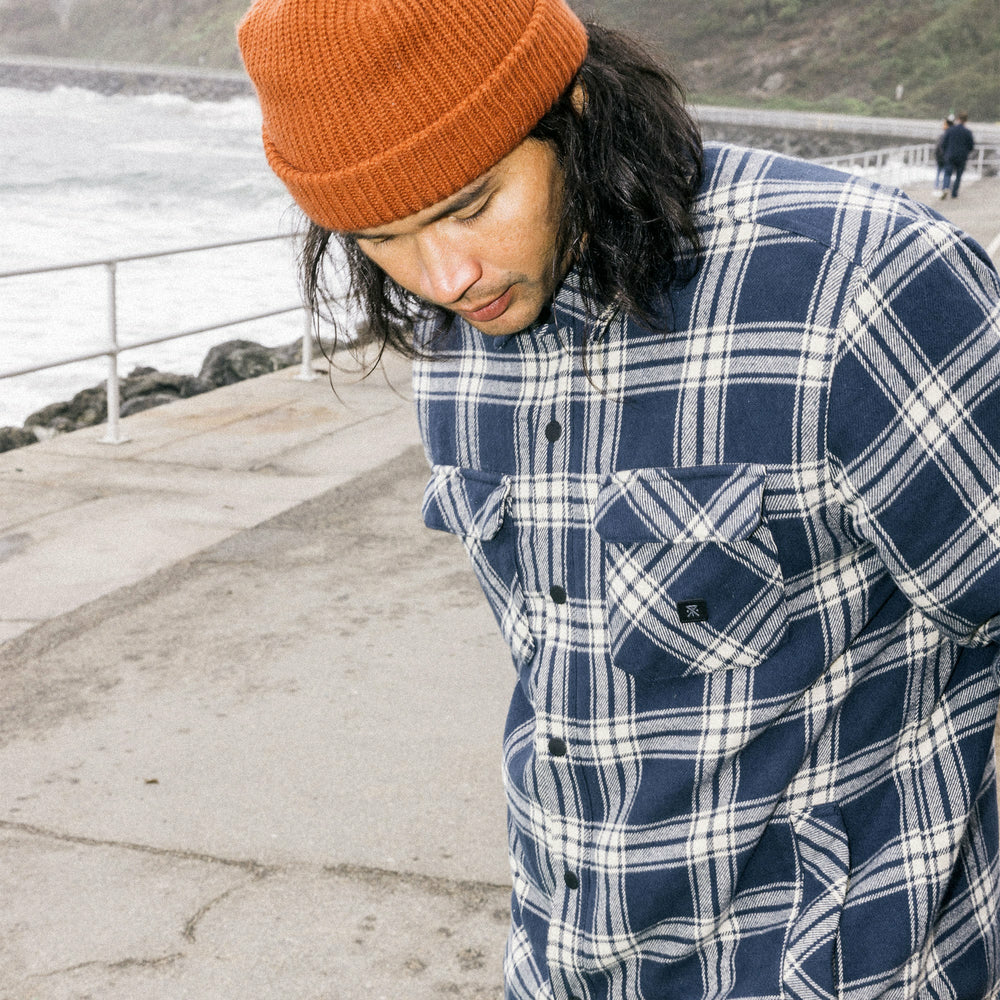 Backwoods Overshirt Jacket Flannel in Navy