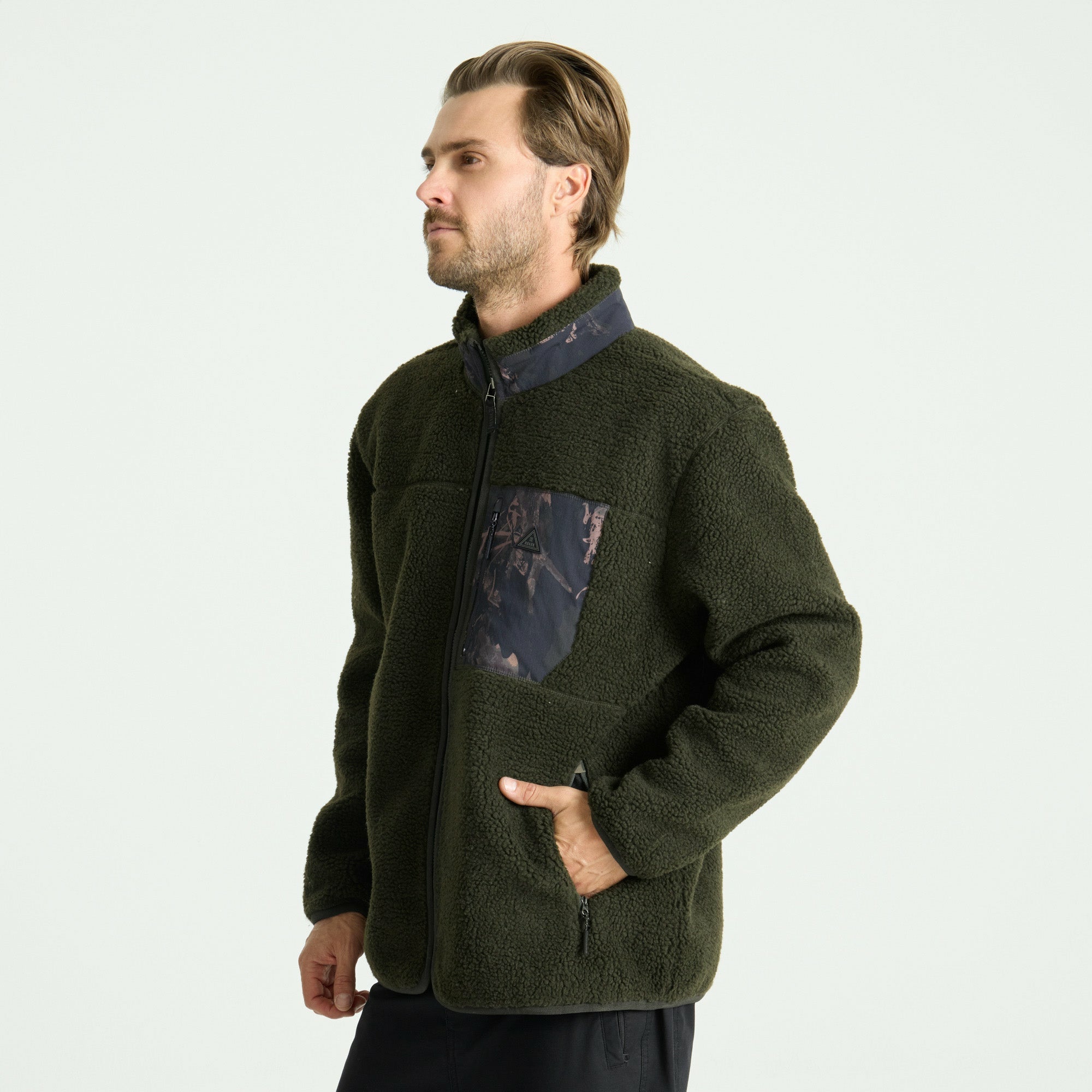 Campover Fleece Zip Hoodie in Dark Military