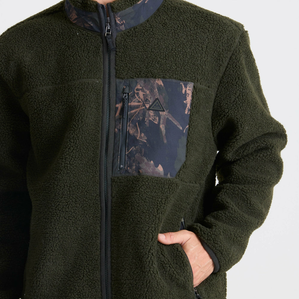 Campover Fleece Zip Hoodie in Dark Military