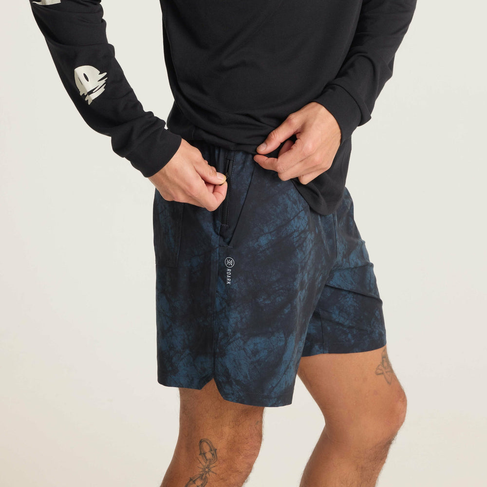Serrano Active Stretch Shorts in Navy Tie Die