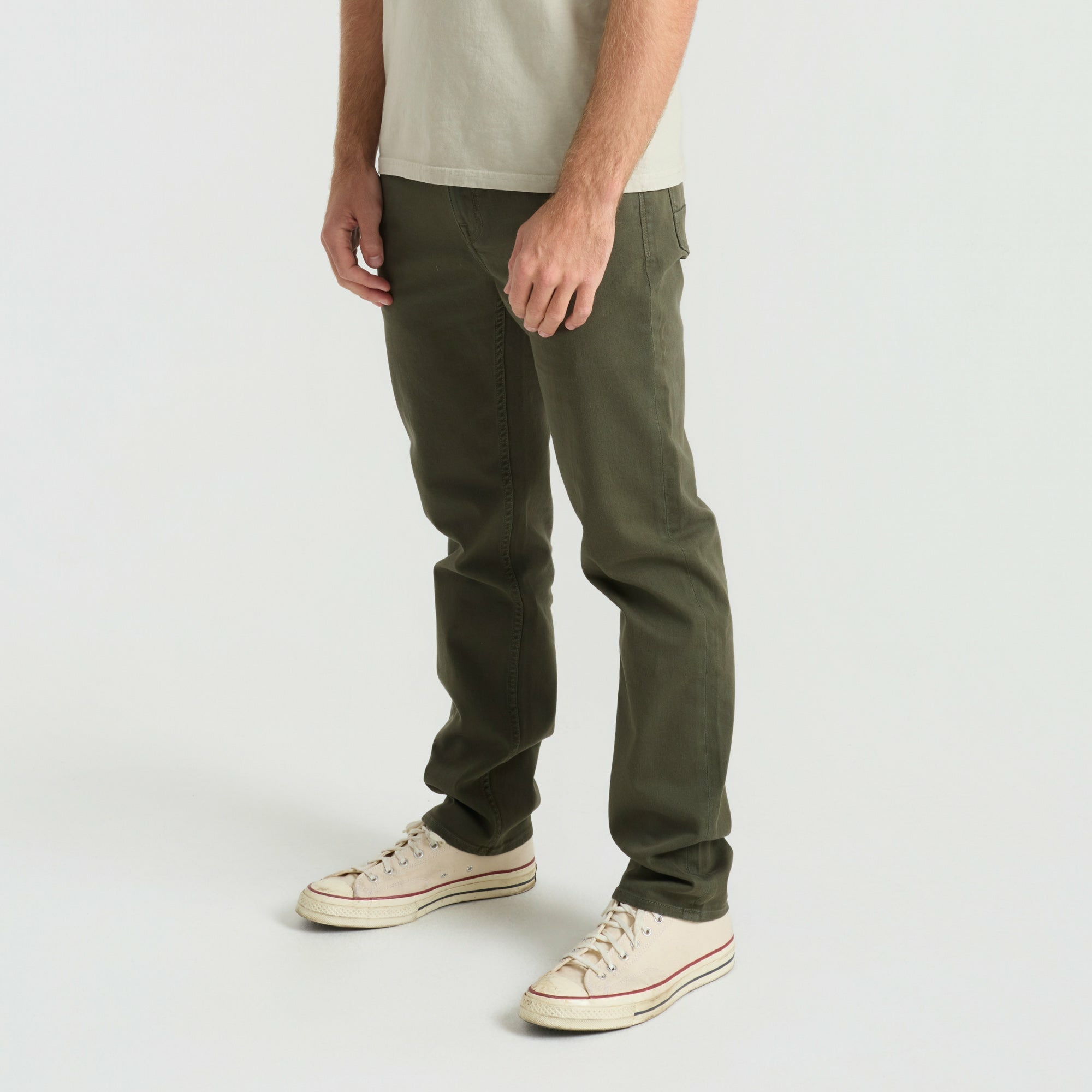 HWY 128 5-Pocket Broken Twill Denim in Military