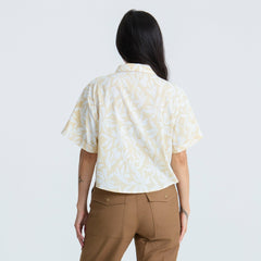 Bless Up Cropped Button Up Shirt in Sand