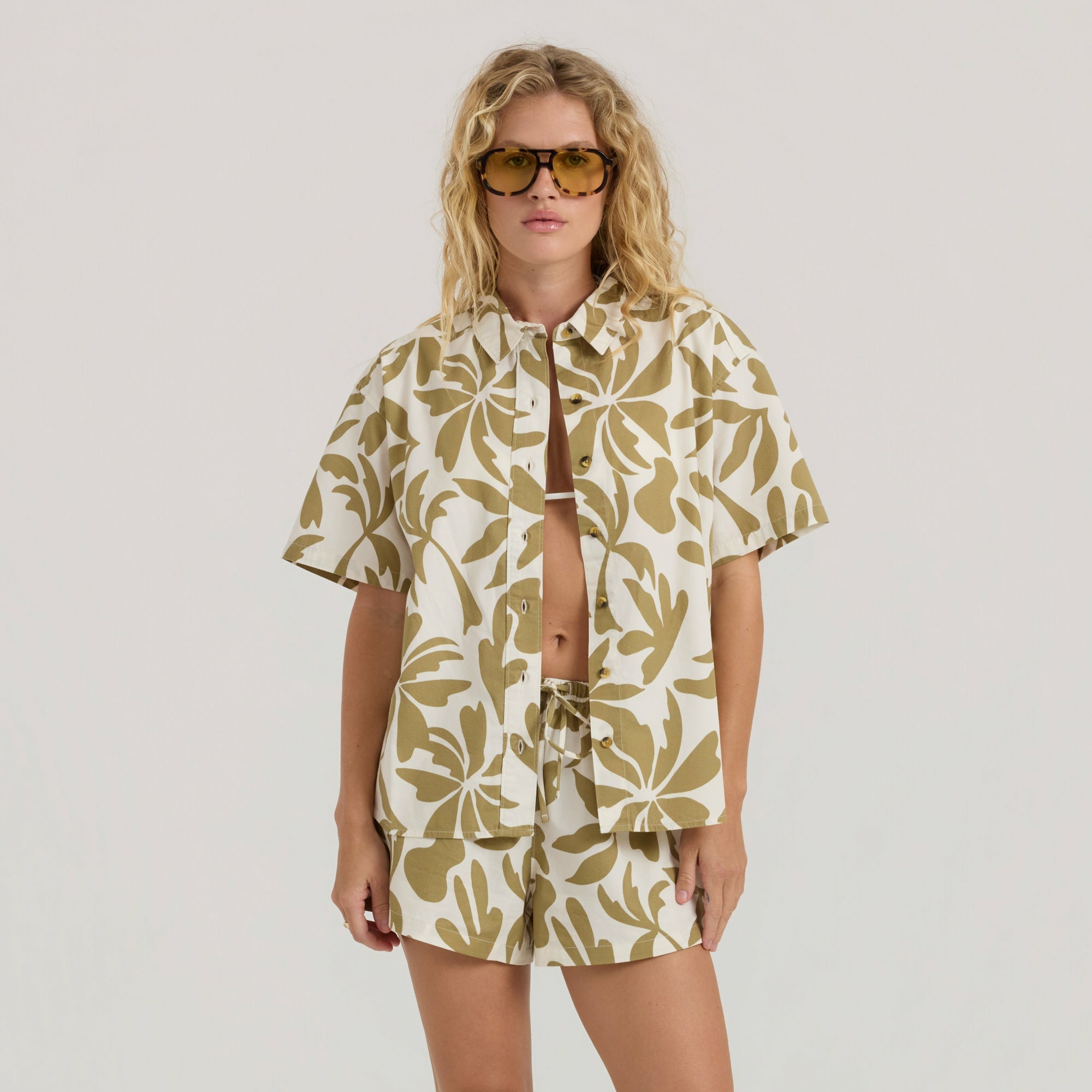 Costa Button Up Shirt in Dusty Olive