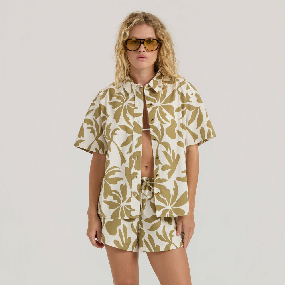 Costa Button Up Shirt in Dusty Olive