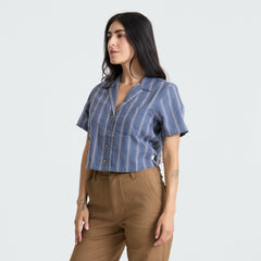 Crosswinds Camp Button Up Shirt in Neptune