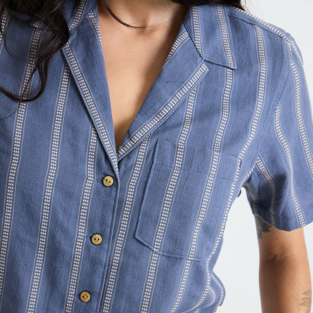 Crosswinds Camp Button Up Shirt in Neptune