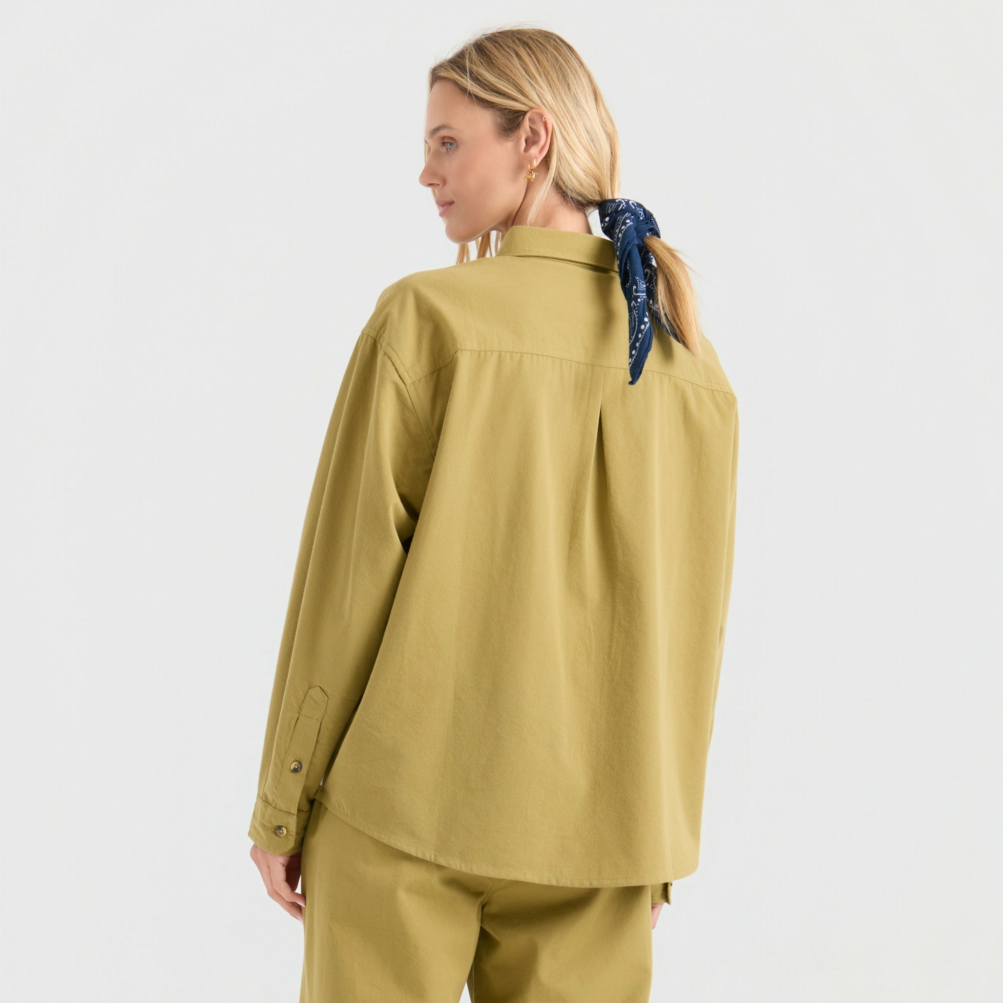 Costa Button Up Shirt in Dusty Olive