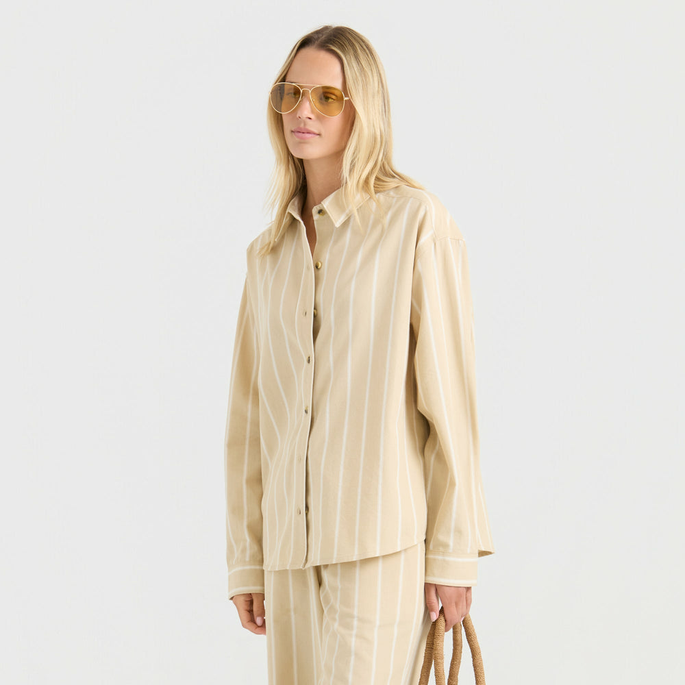 Costa Button Up Shirt in Sand