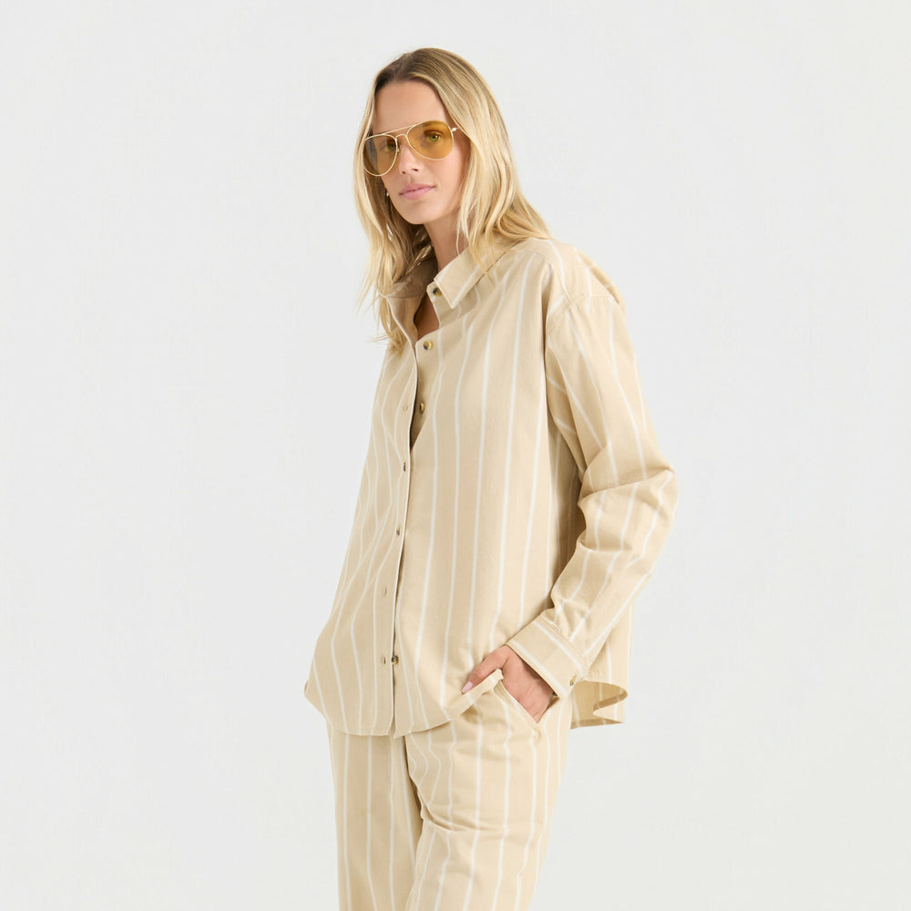 Costa Button Up Shirt in Sand